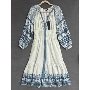 Caballero Dress S Quinn Seaspray Stitches Cotton Embroidered Boho Midi Hippie